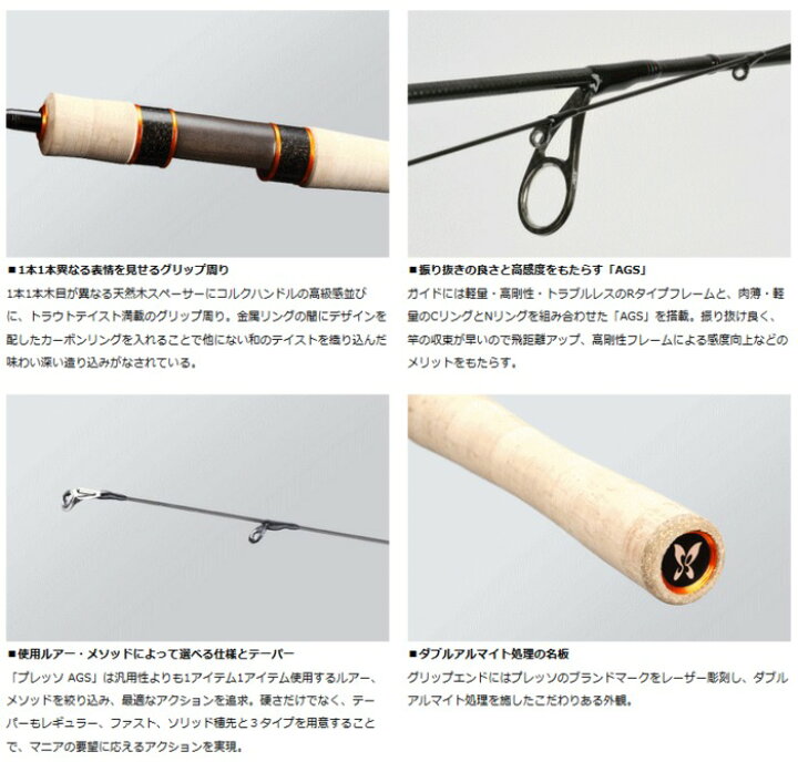 楽天市場】ダイワ 18 プレッソ AGS 62ML・V / トラウトロッド 釣具 