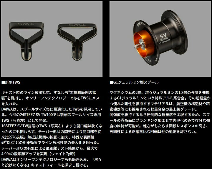 楽天市場】ダイワ 24 スティーズ SV TW 100H(右ハンドル) / ベイト 