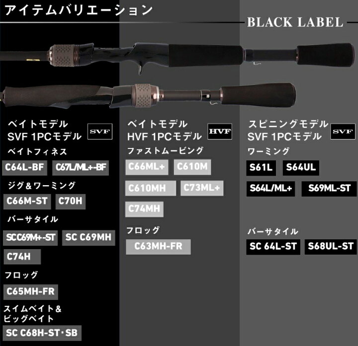 楽天市場】ダイワ ブラックレーベル SC S64L-ST スピニングモデル 