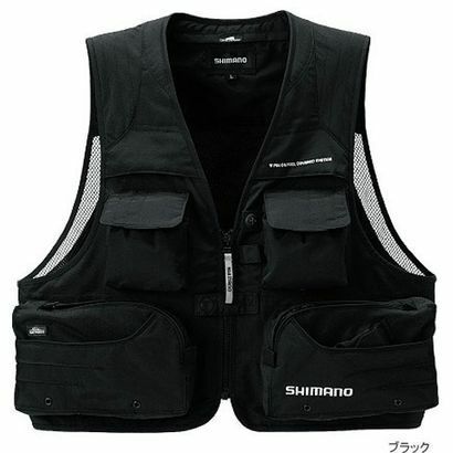 肩部は着心地のよいクッション仕様 柔らかい シマノ 撥水フィッシングベスト 98％以上節約 ブラック VE-034G