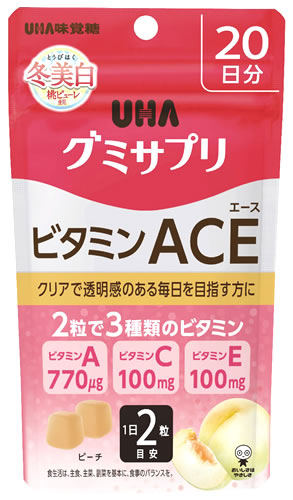 UHA味覚糖 グミサプリ ビタミンACE 20日分 (40粒) ビタミンエース ビタミンC ビタミンE 栄養機能食品　※軽減税率対象商品