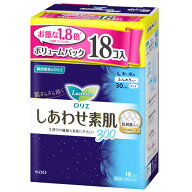 花王 ロリエ しあわせ素肌 ボリュームパック 多い夜用 30cm 羽つき (18個) 生理用ナプキン 備蓄　【医薬…