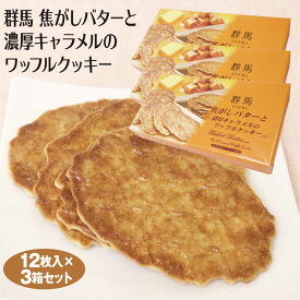 群馬 お土産 群馬 焦がしバターと濃厚キャラメルのワッフルクッキー 12枚×3個 群馬みやげ お土産 バター キャラメル ワッフル クッキー 洋菓子