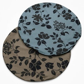 ラウンドフロアクッションカバー 直径60cm 日本製 408 ことは 綿100％ 座布団 円 円形 丸 丸形 床 座る おしゃれ 茶 緑 青 花柄 フラワー柄 植物柄 ボタニカル 北欧 かわいい