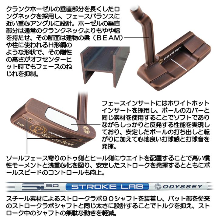 ラウンド未使用！ジラフ ビーム ダブルワイド DW パター オデッセイ 34 楽天市場】オデッセイ GIRAFFE-BEAM ダブルワイド パター 右利き