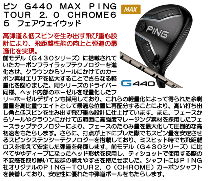 楽天市場】PING ピン G440 MAX フェアウェイウッド PING TOUR 2.0