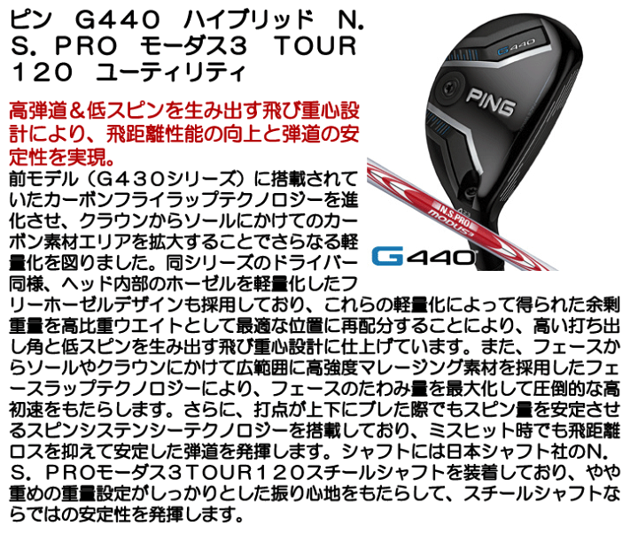 楽天市場】PING ピン G440 ハイブリッド N.S.PRO モーダス3 TOUR120 右