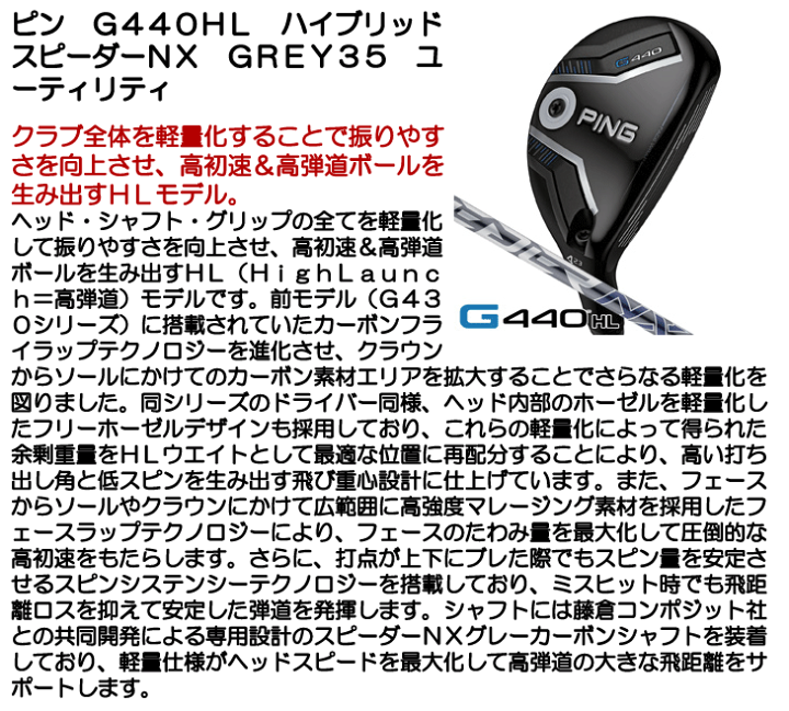 楽天市場】PING ピン G440HL ハイブリッド スピーダーNX GREY 35