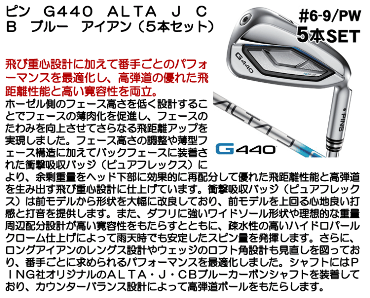 PING G440アイアンセット 7〜U 5本セット ピン G440 アイアン 5本セット (#6/#7/#8/#9/PW) N.S.PRO 750GH neo 右