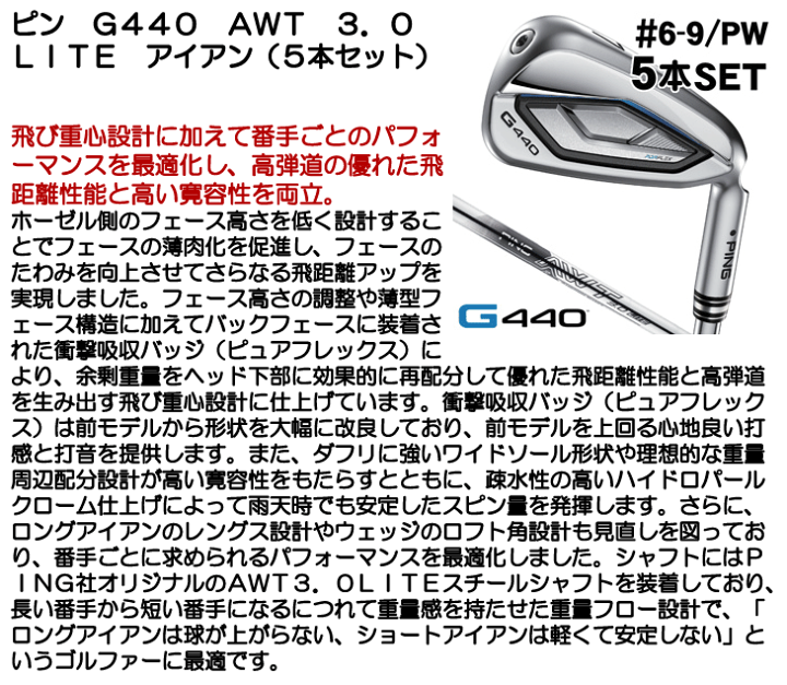 楽天市場】PING ピン G440 アイアン 5本セット （#6/#7/#8/#9/PW