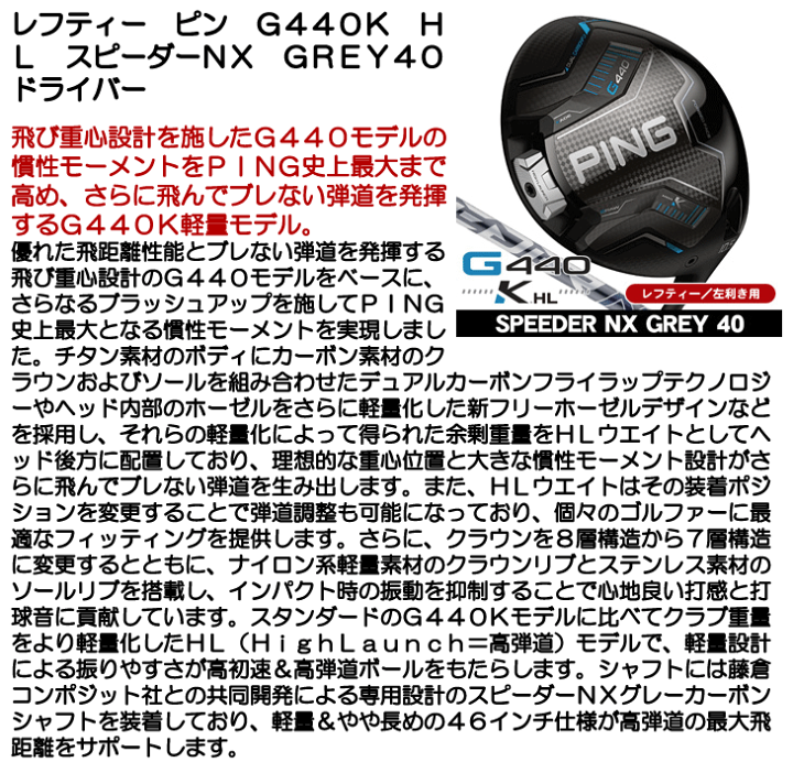 楽天市場】【6/10限定】レフティー PING ピン G440 K HL ドライバー