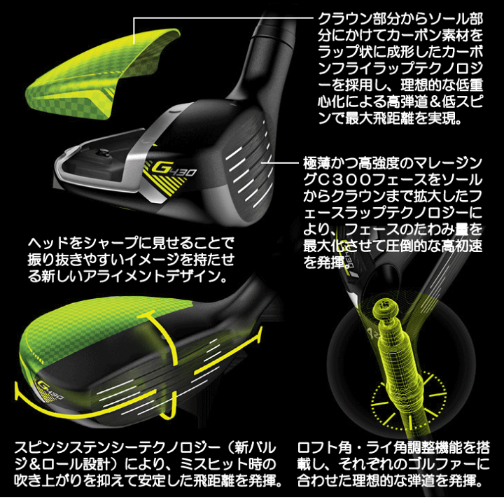 ハイブリッド G430 シャフト： PING TOUR 2.0 CHROME 85