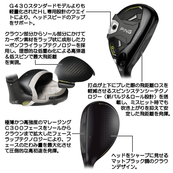 ゴルフクラブ ユーティリティG430 HL ハイブリッド FUJIKURA