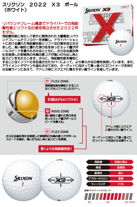 SRIXON X3 (2022) ダースボール［salebg］［pdown］｜ゴルフ用品