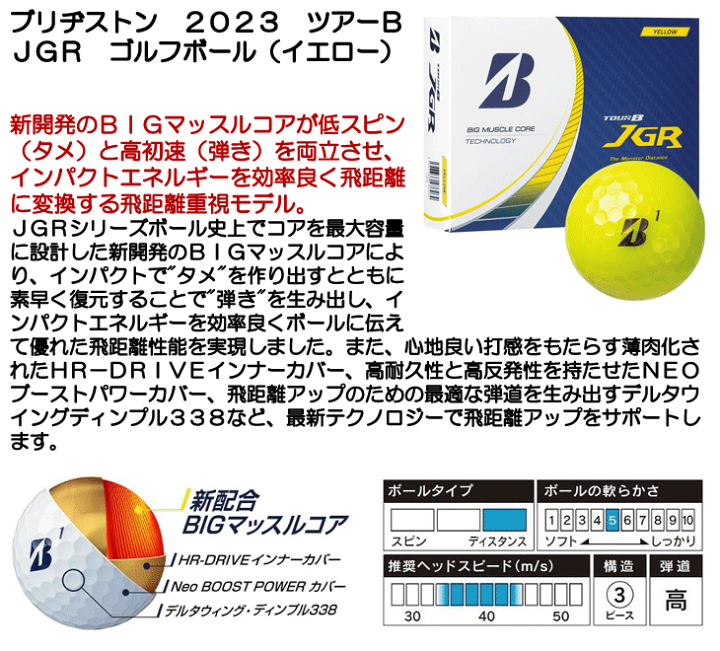 ブリヂストン 2023 ツアーB JGR ゴルフボール イエロー 3ダース 新品 楽天市場】ブリヂストン 2023 ツアーB JGR ゴルフボール