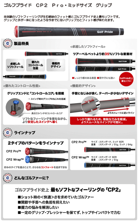 楽天市場】ゴルフプライド CP2 プロ ミッドサイズ グリップ