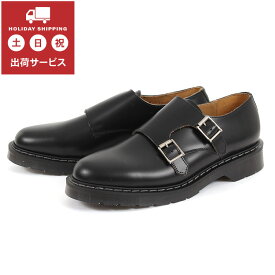 【マラソン期間中最大9倍】SOLOVAIR ソロヴェアー DOUBLE BUCKLE MONK SHOE ダブル バックル モンクシュー S0-157 ブラックハイシャイン