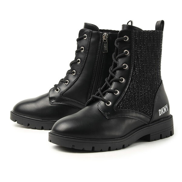 【値下げしました】【22cm～24cm】DKNY ダナキャランニューヨーク レースアップブーツ STASSI MENIA DKN929 ブラック