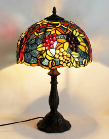 【送料無料】ステンドランプ　葡萄（ぶどう）🍇(トスカーナ)　大型ステンドグラスランプ　32×h47 【照明・スタンド】