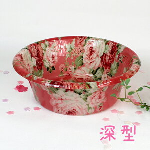 カプリローズ(ラメ入りピンクローズ) 深型洗面器( 直径26.5cm)【薔薇のバス用品/ロイヤルアーデン】
