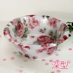ルーシーローズ(ラメ入りホワイトローズ) 深型洗面器  直径26.5cm【薔薇のバス用品/ロイヤルアーデン】