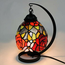 ステンドグラスランプ　吊り型1アーム　優雅な薔薇(ルイーゼ)　巾21×h28 【照明・スタンド/ローズ】