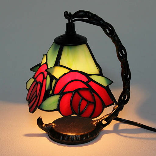 ステンドグラスランプ<br>吊り型1アーム　可憐な薔薇<br>(エデンローズ)15.5×h19 <BR>