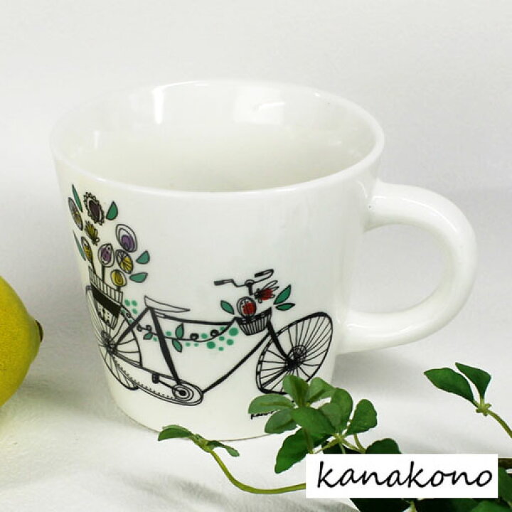 楽天市場 デザイナーkanakono 磁器マグカップ Bicycle 自転車 若手デザイナー 中村加菜子 Nakamura Kanako 電子レンジ可 食洗機可 日本製 インテリア つるや