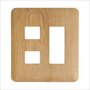 【メール便可】オーク材 木製スイッチプレート5穴(2穴+3穴)<マグネット式>【ナラ材/ナチュラルブラウン色/ネジ穴なし/スイッチプレート円(まどか)/工房ペッカー/高級材料/日本製/