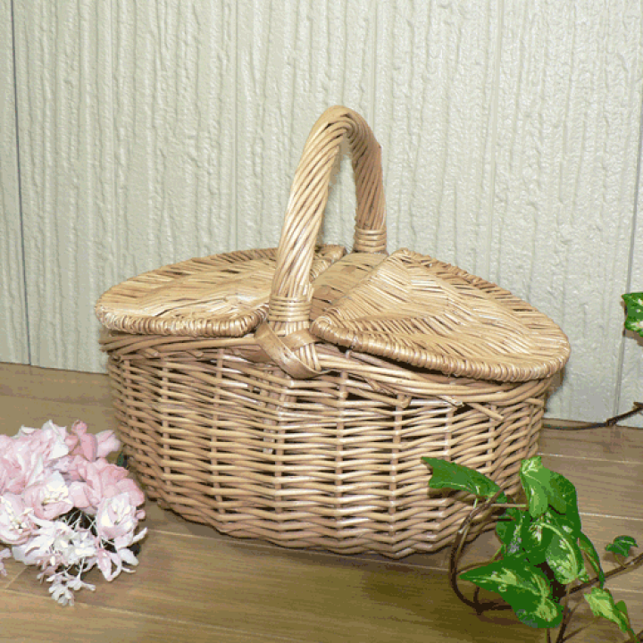 楽天市場】フタ付 オーバルピクニックバスケット Sサイズ（かごバッグ