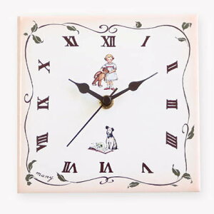 マニー プチメゾン スクエアータイルクロック(掛け時計)【女の子/テリア//電池付き】