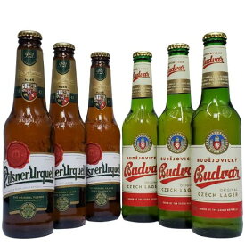 チェコビール（ピルスナーウルケル＆バドバー） 330ml瓶×6本セット　【チェコ】【ビール】