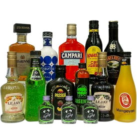 【送料無料】人気のリキュールお試しサイズ12種飲み比べ 14個セット（ルジェ2種・クライナー20ml×3個・カルーア・マンゴヤン・ミドリ・ディサローノ・ベイリーズ・カンパリ・パッソア・ヨーグリート・アブサント）【※北海道／沖縄への発送は別途500円（税別）加算】