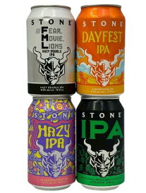 【専用パイントグラス1脚付き】ストーン IPA 4種（ヘイジー・IPA・デイフェスト・フェア ムービー） 355ml缶×4本セット 【要冷蔵商品】【クラフトビール】【アメリカ】【Stone】【飲み比べ】【6月新商品】