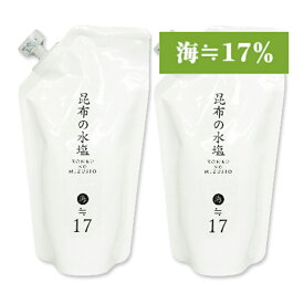 【マラソン限定！最大2200円OFFクーポン配布中】昆布の水塩 海≒17％ 280ml×2袋 詰替用 スタンドパック ［松前屋］【だし 旨味調味料 うま味調味料 減塩 詰め替え 詰替え】