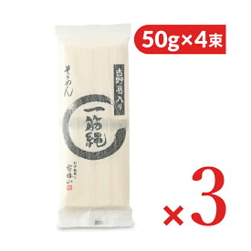 三輪山勝製麺 一筋縄 麦縄そうめん 200g (50g×4束) 約3人前 × 2個、3個【 まとめ買い 素麺 乾麺 大和路 国内製造 吉野葛 手延べ 喉ごし 冷麺 】