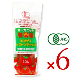 【マラソン限定!最大2200円OFFクーポン配布中!】ヒカリ 有機トマトケチャップ 300g × 6本 （チューブ）［光食品 有機JAS］【有機 オーガニック トマト ケチャップ 無添加】