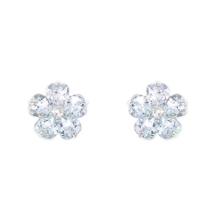 楽天市場】【SALE】 K10ホワイトゴールドアクアマリンピアス 