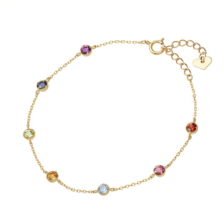 楽天市場】K10イエローゴールドマルチストーンブレスレット  