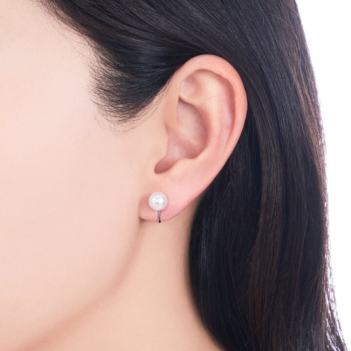 楽天市場】K10ホワイトゴールドアコヤ真珠イヤリング（7.5mm 