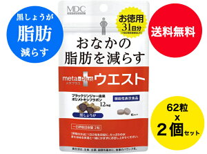 【送料無料】【2個セット】メタボリック 【メタプラスウエスト】おなかの脂肪を減らす 31日分 62粒入(1日2粒x約31日分) 機能性表示食品 内臓脂肪・皮下脂肪 中性脂肪ケア黒しょうが プレ