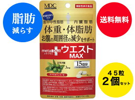 【送料無料】【2個セット】メタボリック 【メタプラスウエストマックス】おなかの脂肪を減らす 15日分 45粒入（1日3粒x約15日分） 機能性表示食品 内臓脂肪・皮下脂肪 中性脂肪ケア　機能性表示食品 (エラグ酸) ウエスト、体重数値が気になる方に プレゼント ギフト