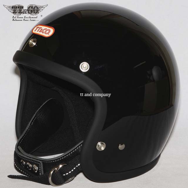 TT&CO. スーパーマグナム ダブルストラップ仕様 ブラックレザー スモールジェットヘルメット ビンテージ ジェットヘルメット SG/PSC/DOT  M/Lサイズ57-58cm レトロ オープンフェイス | ＴＴ＆ＣＯ．