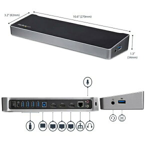 StarTech.com [USB3DOCKH2DP] USB 3.0ڑhbLOXe[V Mac/WindowsΉ j^[3ڑΉ 2x DisplayPort/1x HDMI 5x USB 3.0|[g