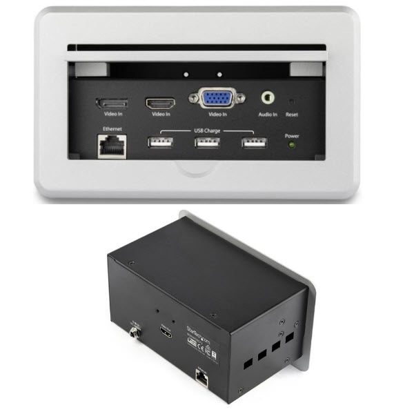 信憑 会議用テーブルAVコネクティビティBOX 埋め込み型 充電USBポート HDMI VGA DisplayPort入 