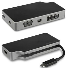 StarTech.com [CDPVDHMDPDP] USB Type-C接続マルチディスプレイアダプタ 95W USB PD対応 4K/60Hz対応 スペースグレー VGA/DVI/HDMI/mDP出力対応