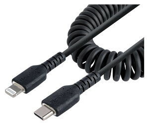 StarTech.com [RUSB2CLT50CMBC] ���ϋvLightning-USB-C�P�[�u�� 50cm �R�C��(�L�k)�^/�u���b�N/�A���~�h�@�ە⋭/MFi�F��/iPhone�[�d�P�[�u��/�^�C�vC-Apple(�A�b�v��)�[�d ���C�g�j���O �J�[���R�[�h