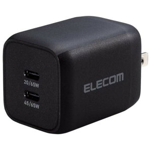 �G���R�� [ACDC-PD4365BK] �m�[�gPC�pAC�A�_�v�^�[/USB�[�d��/USB Power Delivery�Ή�/PPS�Ή�/Quick Charge 3.0�Ή�/65W/USB-C2�|�[�g/�X�C���O�v���O/�u���b�N
