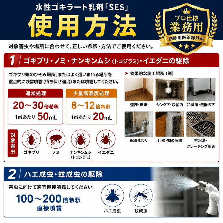 楽天市場】水性ゴキラート乳剤SES 業務用 ゴキブリ用乳剤 プロ仕様 