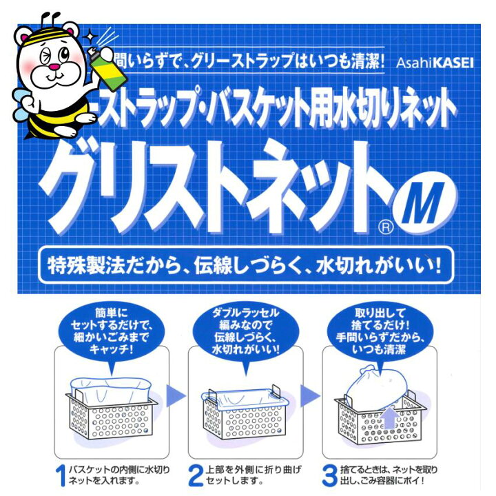 楽天市場】グリストラップバスケット用水切りネット グリストネットM 